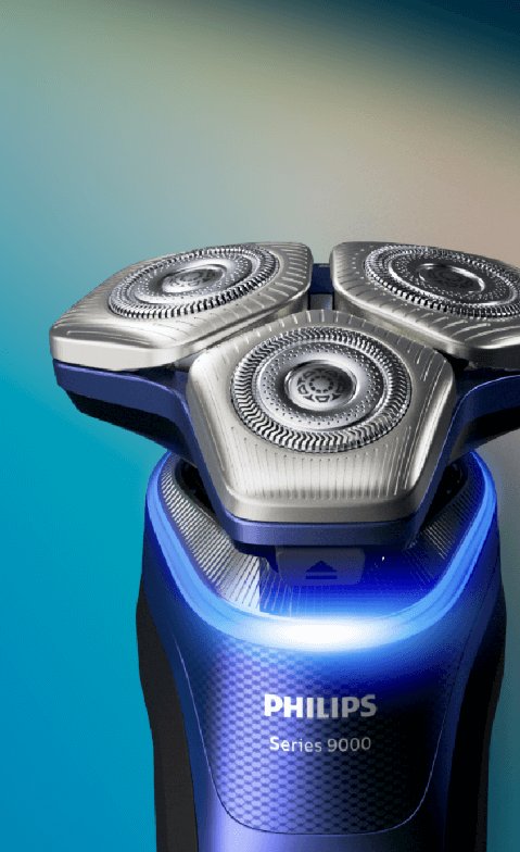 Philips shaver on blue gradient background