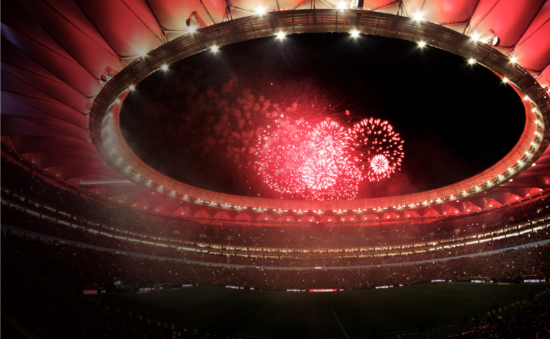 Interact stadium with fireworks