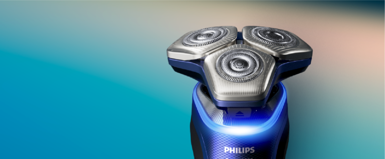 Philips shaver on a blue gradient background