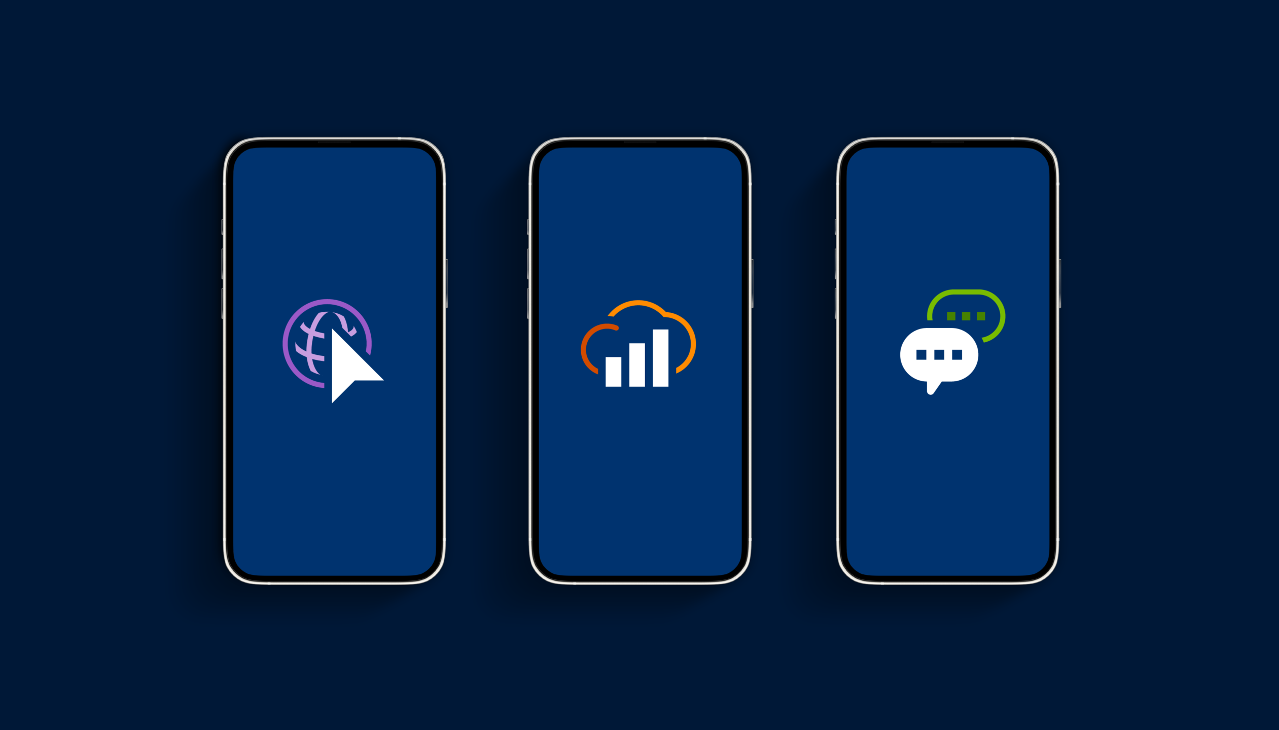 Mobile mockups with app icons on screen